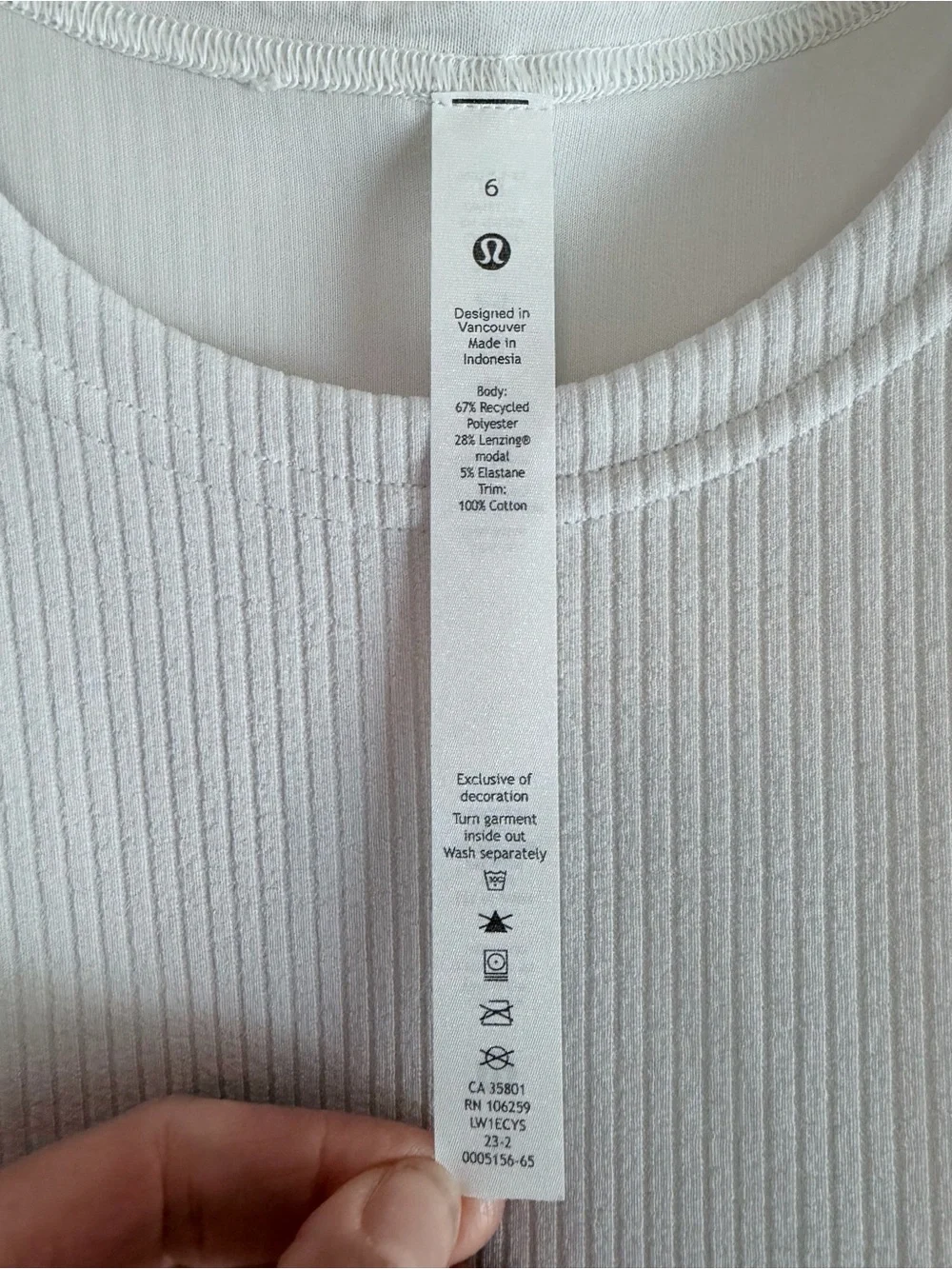 Lululemon Ribbed Softstreme Slim-Fit Tank Dress Racerback Ivory Women's Size 6